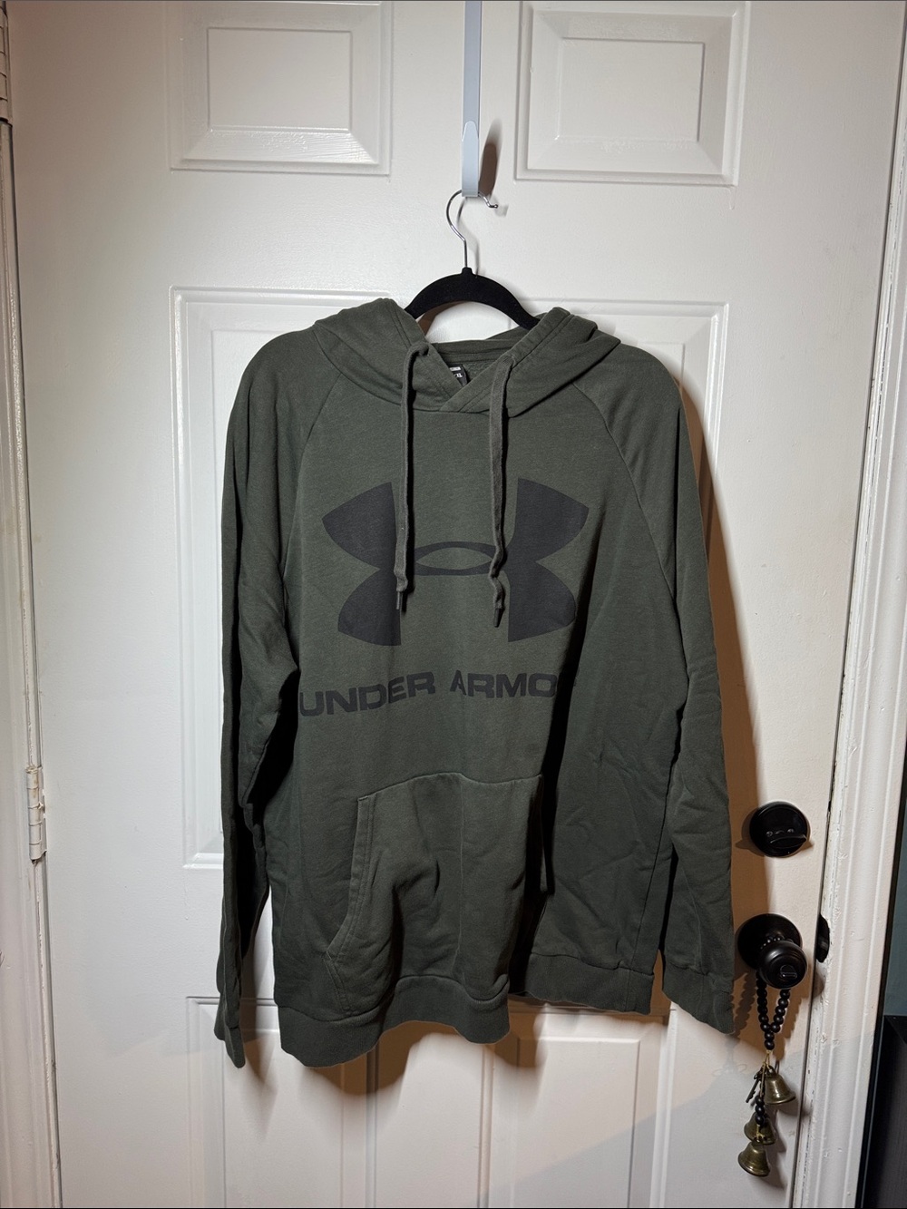 Under Armour Men's Dark Olive Green Pullover Hoodie with Logo